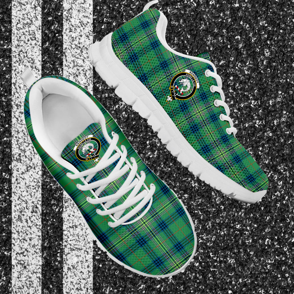 Kennedy Ancient Tartan Sneakers with Family Crest - Tartan Vibes Clothing