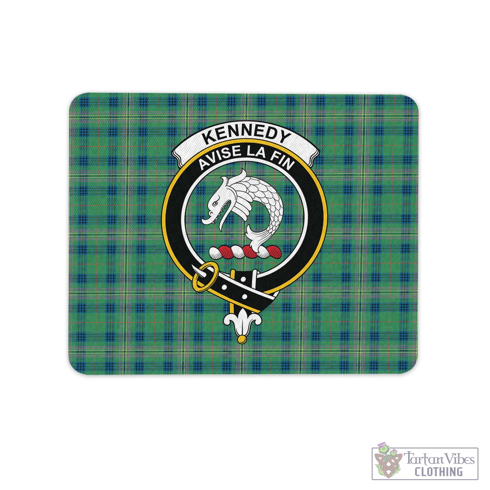 Tartan Vibes Clothing Kennedy Ancient Tartan Mouse Pad with Family Crest