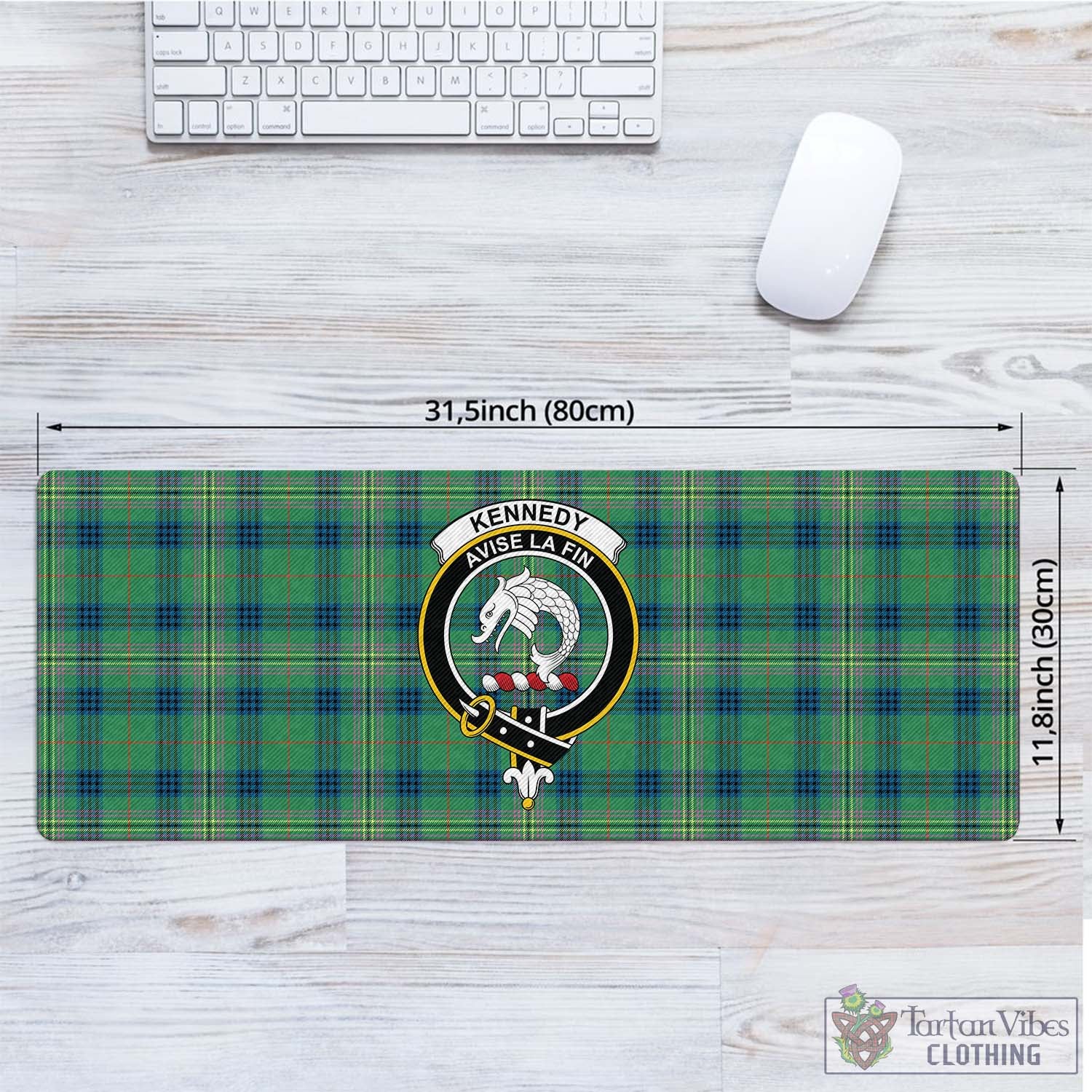 Tartan Vibes Clothing Kennedy Ancient Tartan Mouse Pad with Family Crest