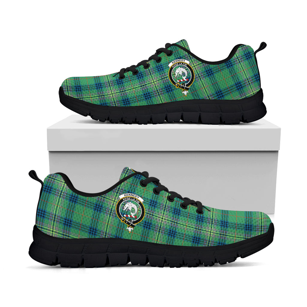 Kennedy Ancient Tartan Sneakers with Family Crest - Tartan Vibes Clothing