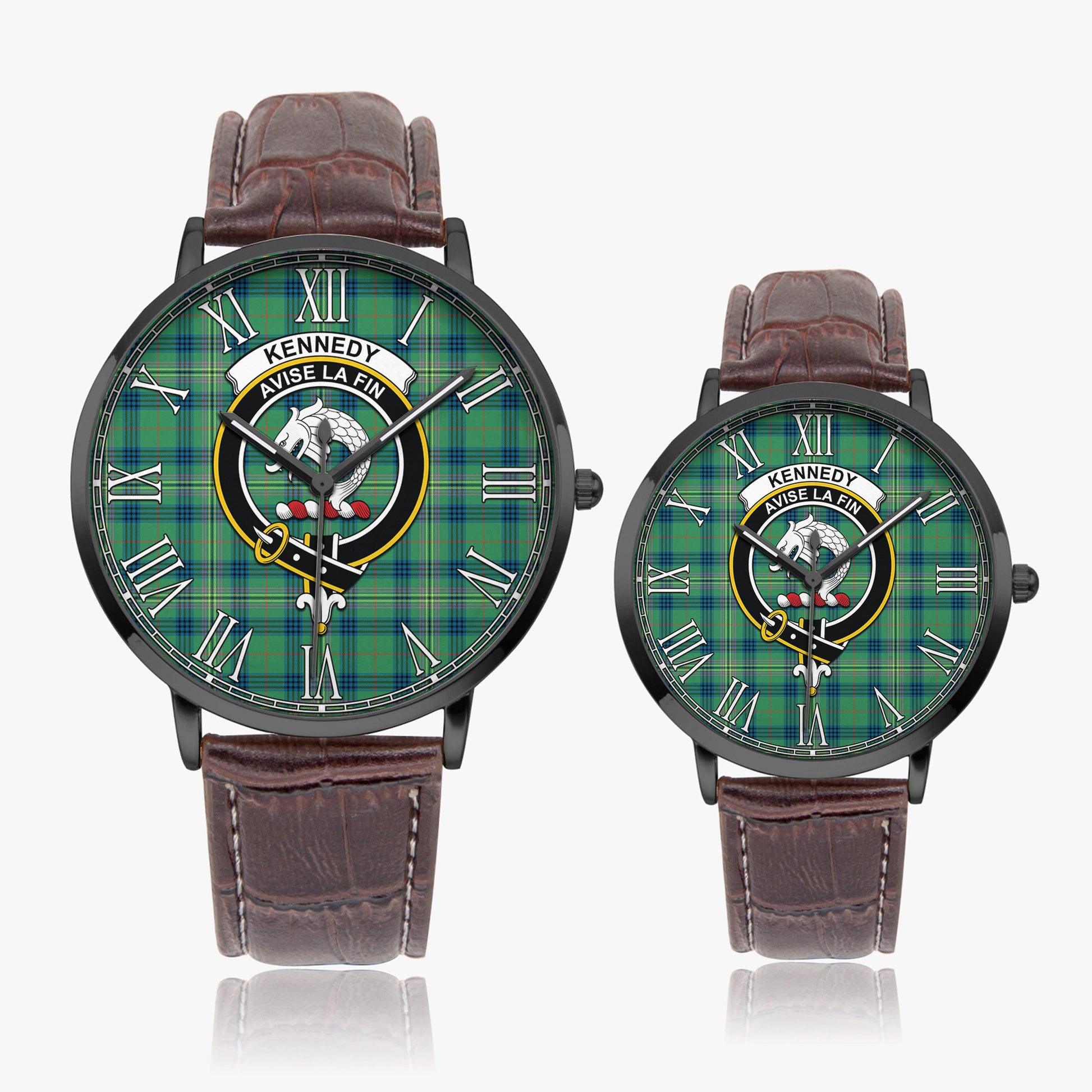 Kennedy Ancient Tartan Family Crest Leather Strap Quartz Watch - Tartanvibesclothing