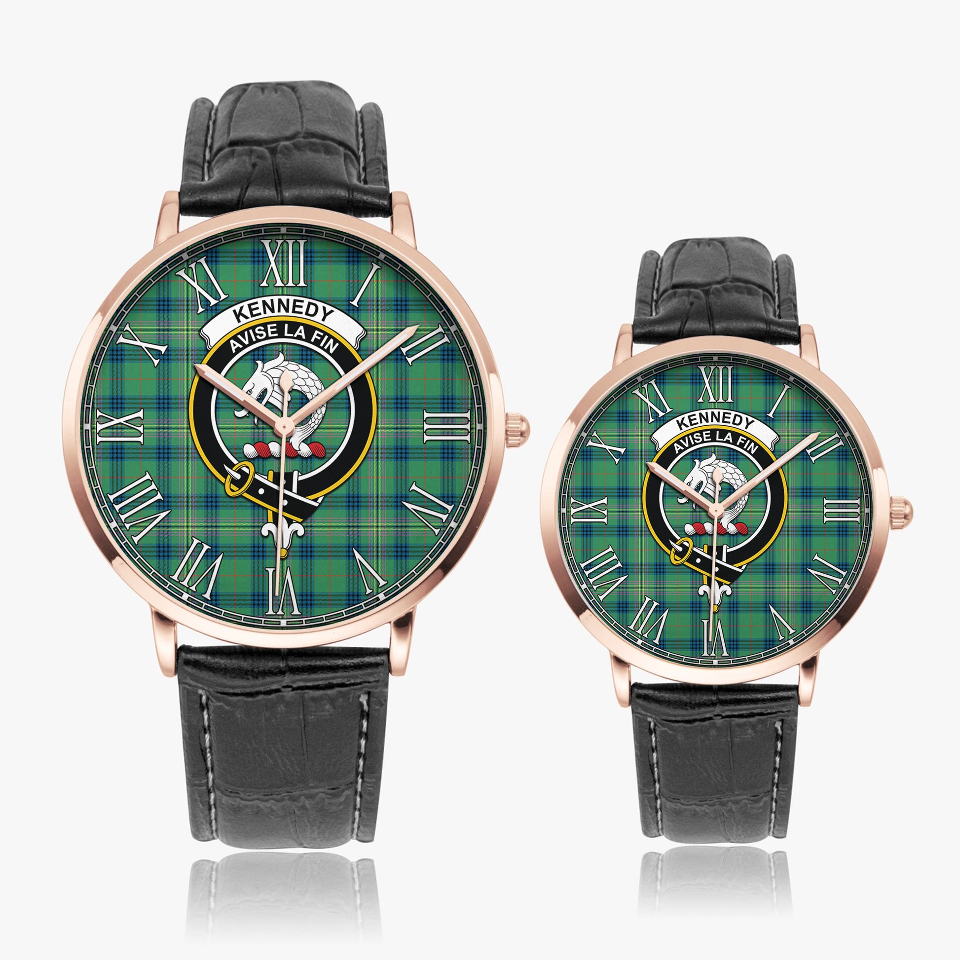 Kennedy Ancient Tartan Family Crest Leather Strap Quartz Watch - Tartanvibesclothing