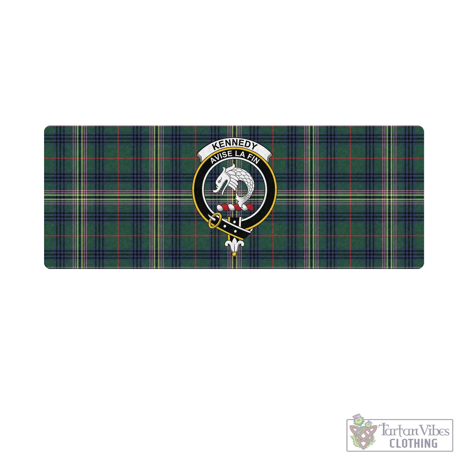 Tartan Vibes Clothing Kennedy Modern Tartan Mouse Pad with Family Crest