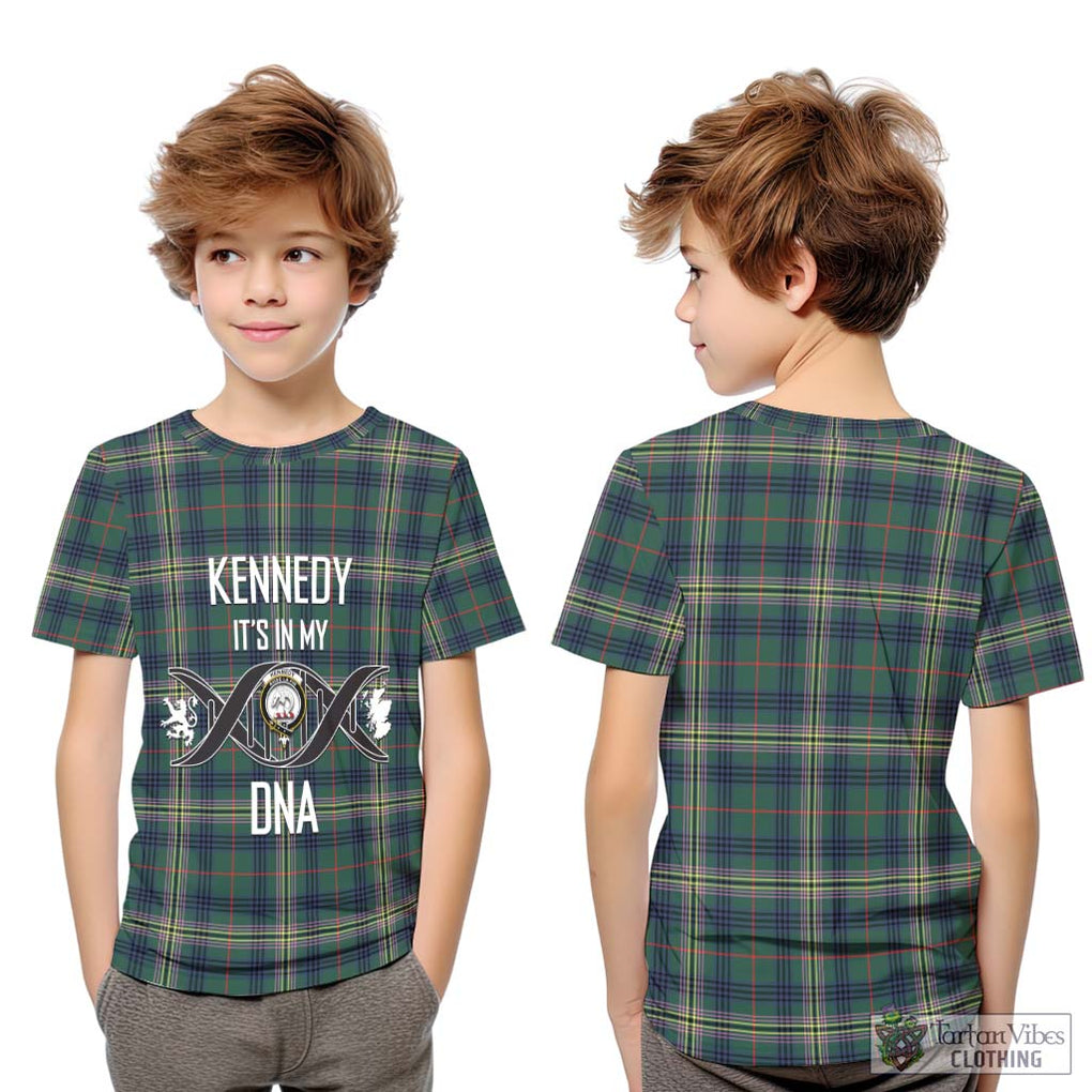 Kennedy Modern Tartan Kid T-Shirt with Family Crest DNA In Me Style Youth XL Size14 - Tartanvibesclothing Shop