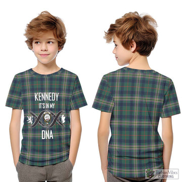 Kennedy Modern Tartan Kid T-Shirt with Family Crest DNA In Me Style