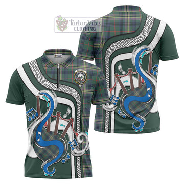 Kennedy Modern Tartan Zipper Polo Shirt with Epic Bagpipe Style