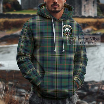 Kennedy Modern Tartan Cotton Hoodie with Family Crest