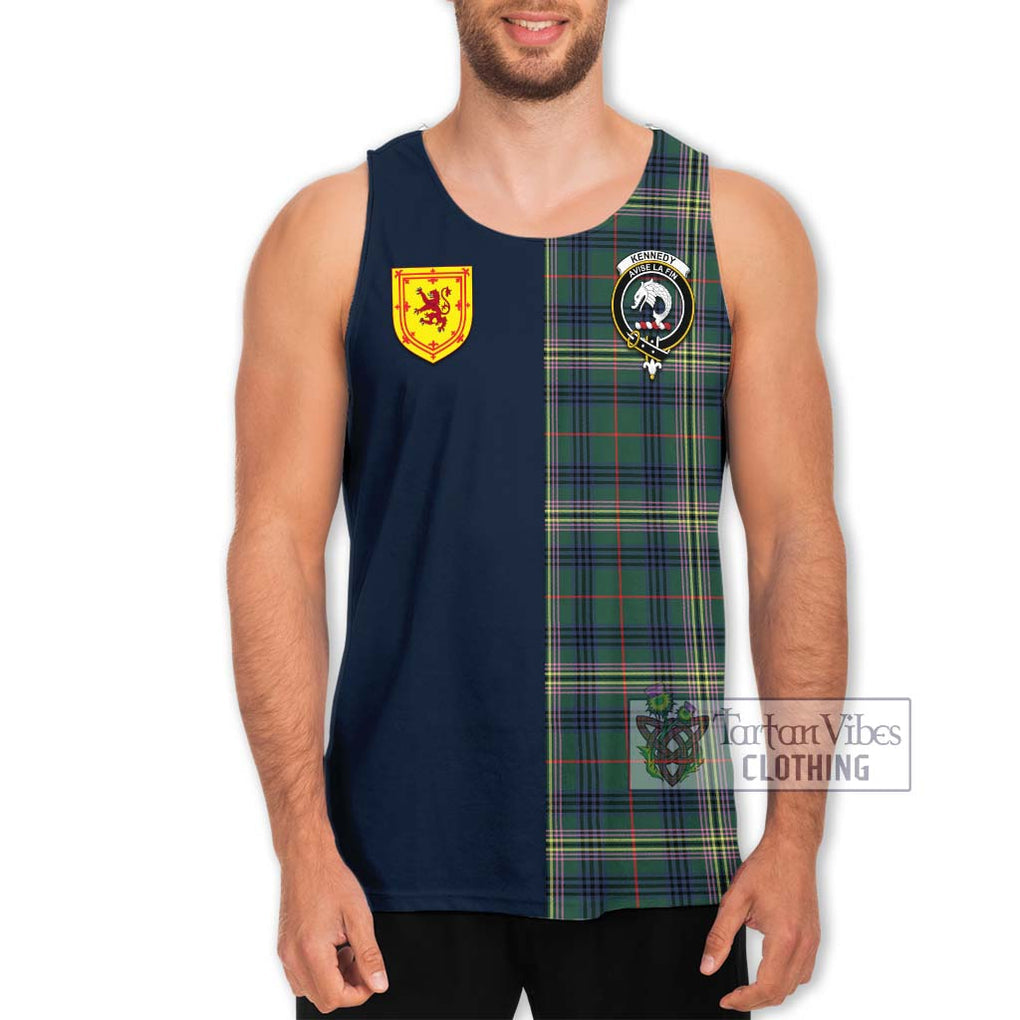 Tartan Vibes Clothing Kennedy Modern Tartan Men's Tank Top with Scottish Lion Royal Arm Half Style