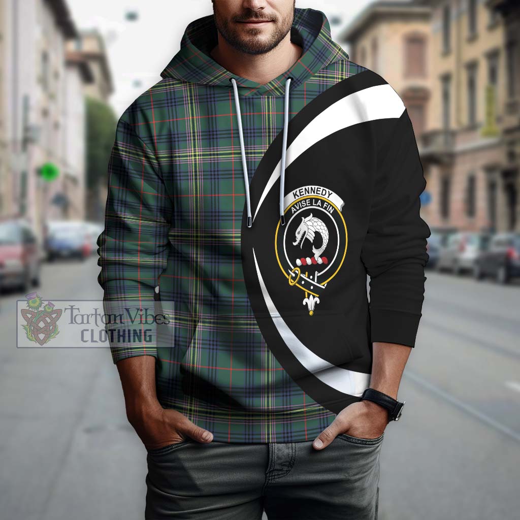 Tartan Vibes Clothing Kennedy Modern Tartan Hoodie with Family Crest Circle Style