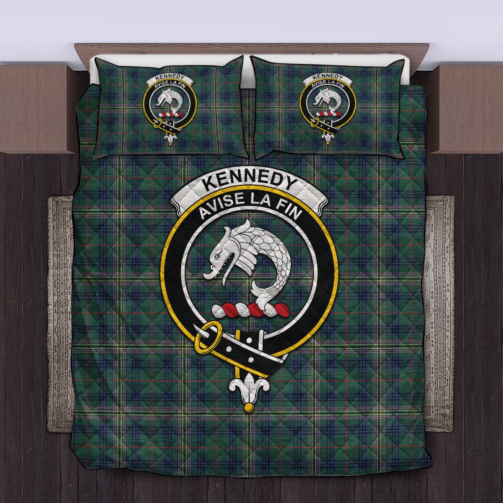 Kennedy Modern Tartan Quilt Bed Set with Family Crest Twin - Tartan Vibes Clothing