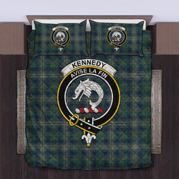 Kennedy Modern Tartan Quilt Bed Set with Family Crest