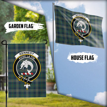 Kennedy Modern Tartan Flag with Family Crest