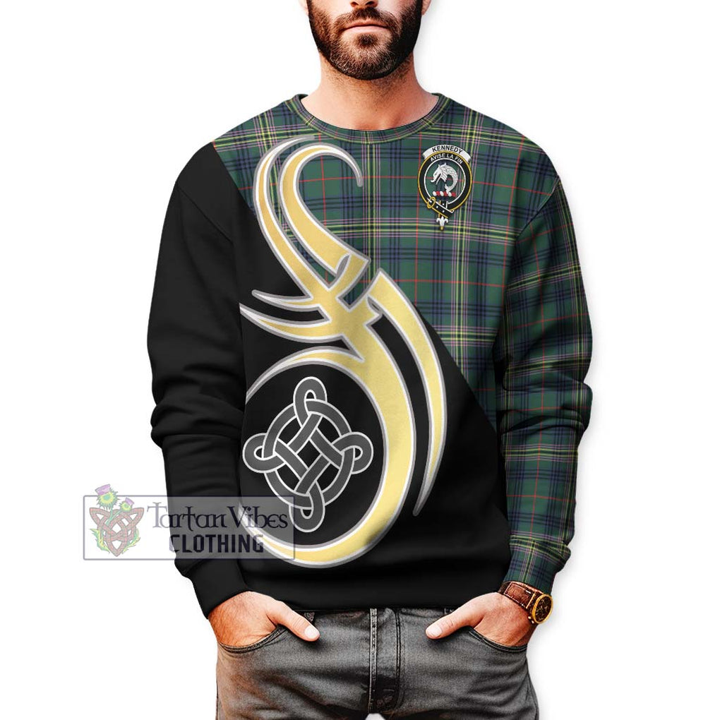 Kennedy Modern Tartan Sweatshirt with Family Crest and Celtic Symbol Style Unisex - Tartan Vibes Clothing