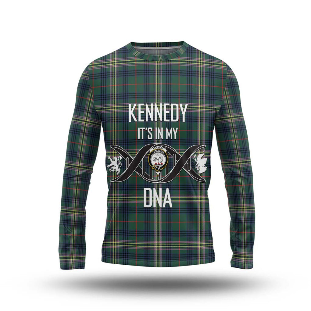 Kennedy Modern Tartan Long Sleeve T-Shirt with Family Crest DNA In Me Style Unisex - Tartanvibesclothing Shop