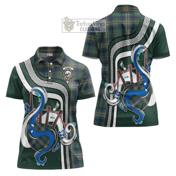 Kennedy Modern Tartan Women's Polo Shirt with Epic Bagpipe Style