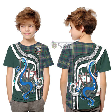 Kennedy Modern Tartan Kid T-Shirt with Epic Bagpipe Style