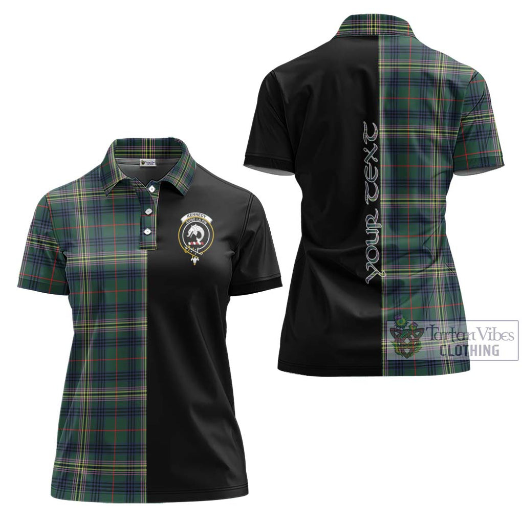 Kennedy Modern Tartan Women's Polo Shirt with Family Crest and Half Of Me Style Women - Tartanvibesclothing Shop