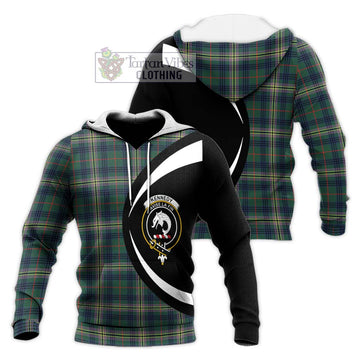 Kennedy Modern Tartan Knitted Hoodie with Family Crest Circle Style