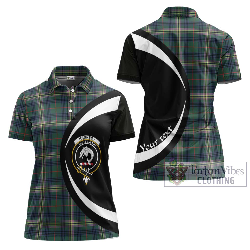 Kennedy Modern Tartan Women's Polo Shirt with Family Crest Circle Style Women - Tartan Vibes Clothing