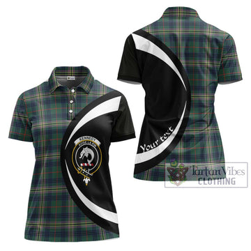 Kennedy Modern Tartan Women's Polo Shirt with Family Crest Circle Style