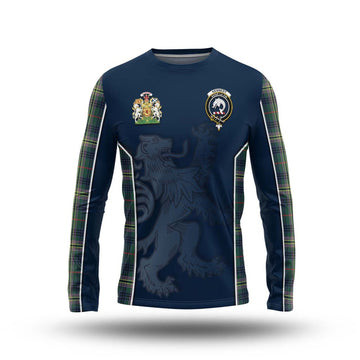 Kennedy Modern Tartan Long Sleeve T-Shirt with Family Crest and Lion Rampant Vibes Sport Style