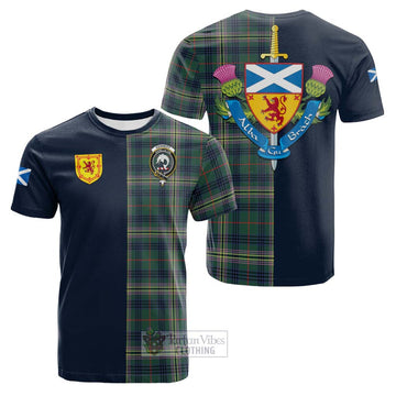 Kennedy Modern Tartan Cotton T-shirt Alba with Scottish Lion Royal Arm Half Style