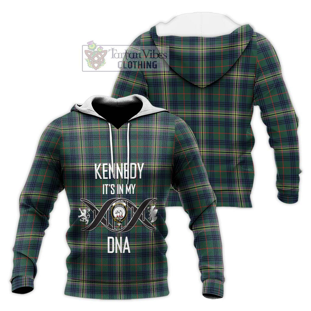 Kennedy Modern Tartan Knitted Hoodie with Family Crest DNA In Me Style Unisex Knitted Pullover Hoodie - Tartanvibesclothing Shop