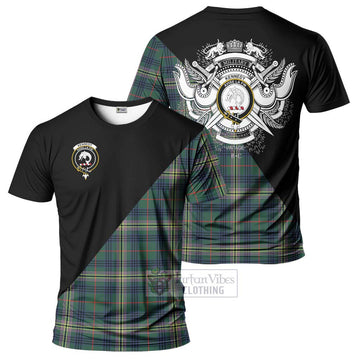 Kennedy Modern Tartan T-Shirt with Family Crest and Military Logo Style