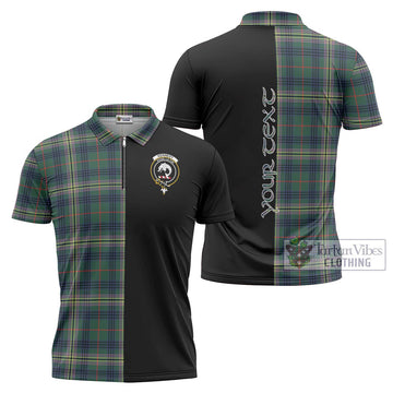 Kennedy Modern Tartan Zipper Polo Shirt with Family Crest and Half Of Me Style