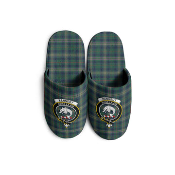 Kennedy Modern Tartan Home Slippers with Family Crest