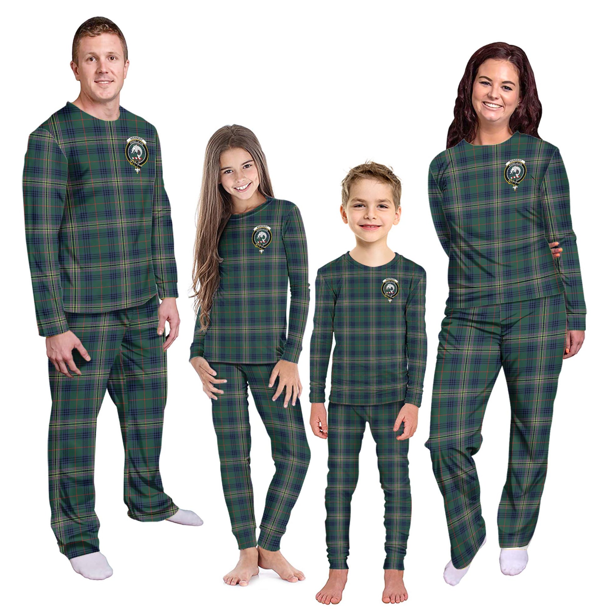 Kennedy Modern Tartan Pajamas Family Set with Family Crest - Tartanvibesclothing