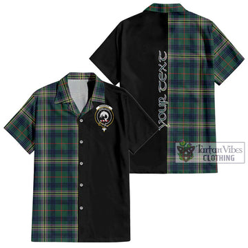 Kennedy Modern Tartan Short Sleeve Button Shirt with Family Crest and Half Of Me Style