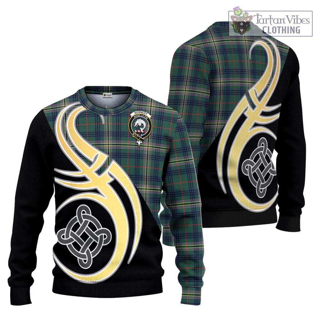 Kennedy Modern Tartan Knitted Sweater with Family Crest and Celtic Symbol Style Unisex - Tartan Vibes Clothing