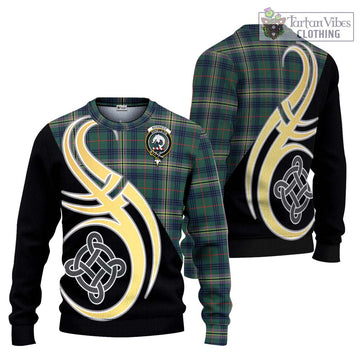 Kennedy Modern Tartan Ugly Sweater with Family Crest and Celtic Symbol Style