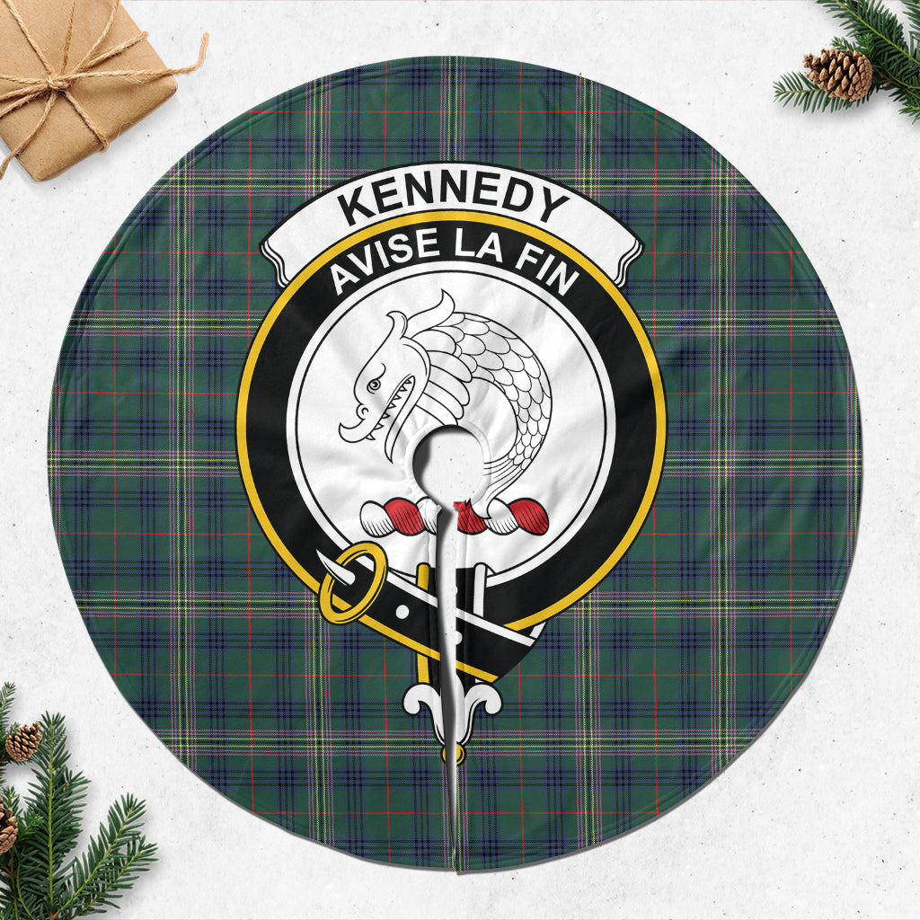 Kennedy Modern Tartan Christmas Tree Skirt with Family Crest - Tartanvibesclothing