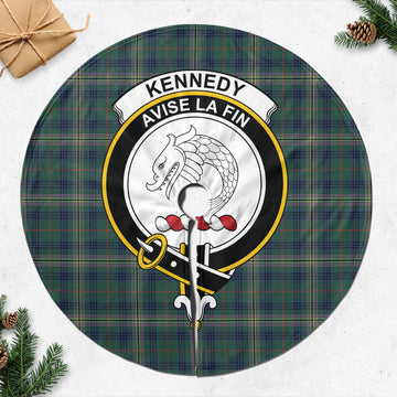 Kennedy Modern Tartan Christmas Tree Skirt with Family Crest