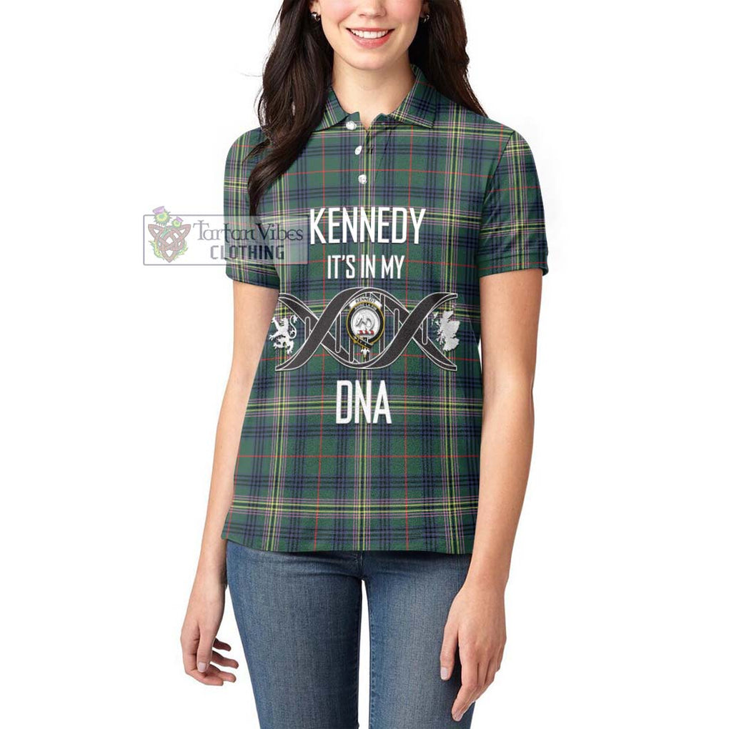 Kennedy Modern Tartan Women's Polo Shirt with Family Crest DNA In Me Style Women - Tartanvibesclothing Shop