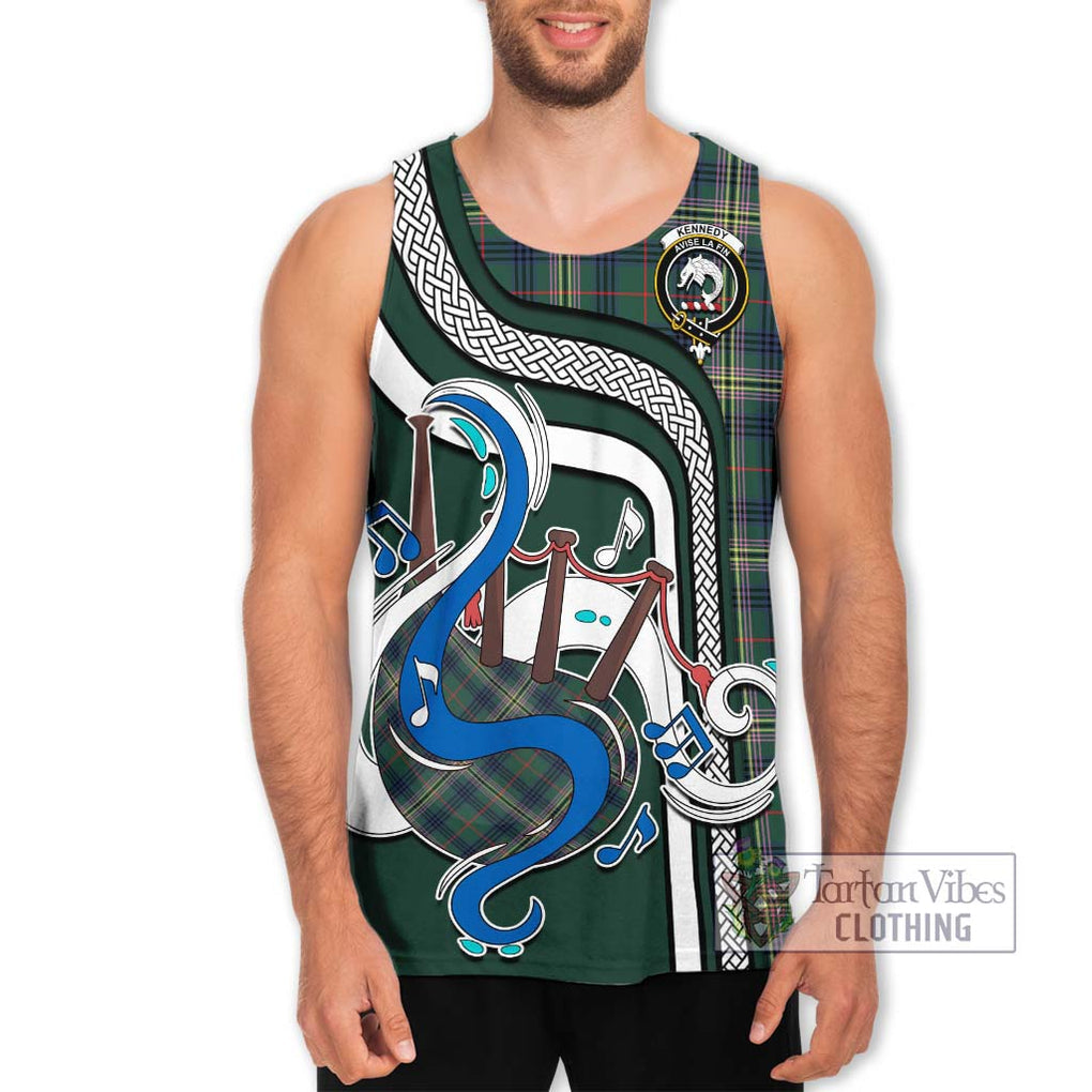 Kennedy Modern Tartan Men's Tank Top with Epic Bagpipe Style Men - Tartanvibesclothing Shop