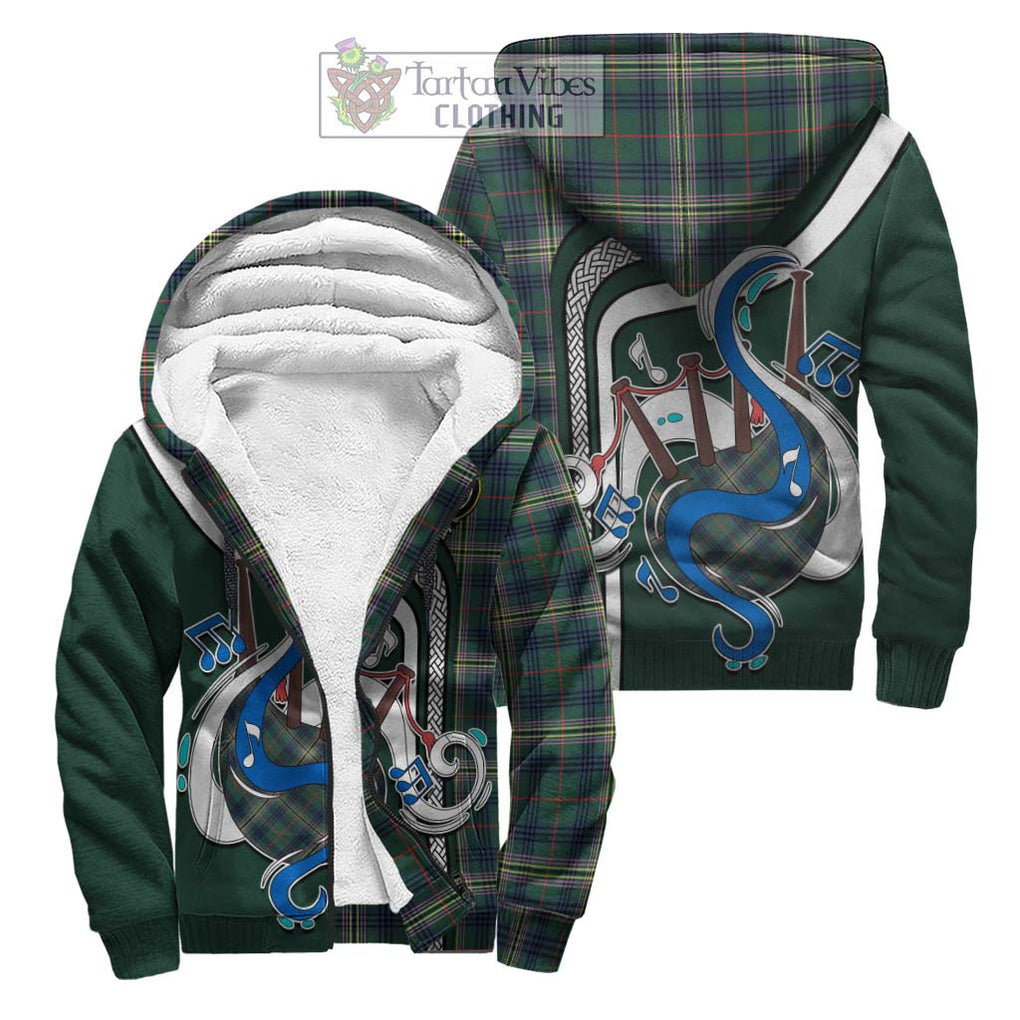 Kennedy Modern Tartan Sherpa Hoodie with Epic Bagpipe Style Unisex S - Tartanvibesclothing Shop