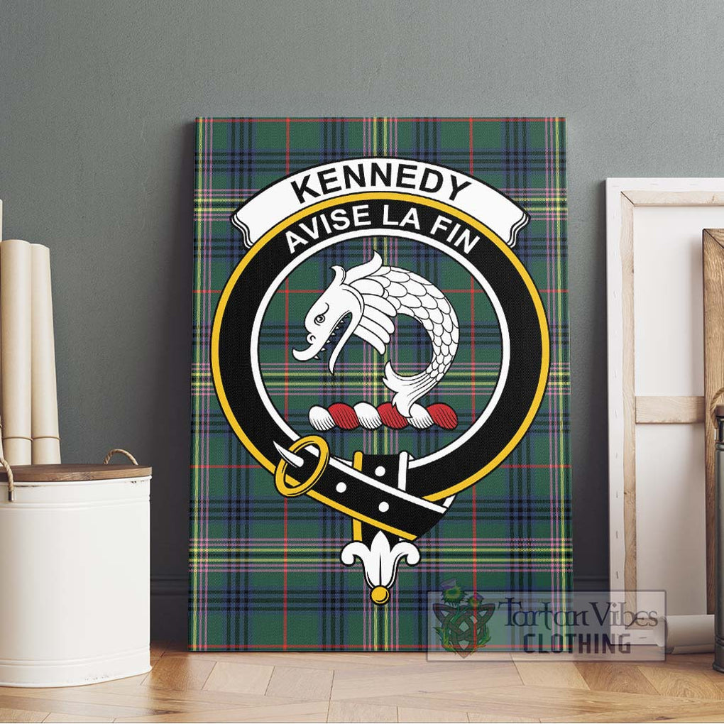 Kennedy Modern Tartan Canvas Print Wall Art with Family Crest Without Frame - Tartan Vibes Clothing