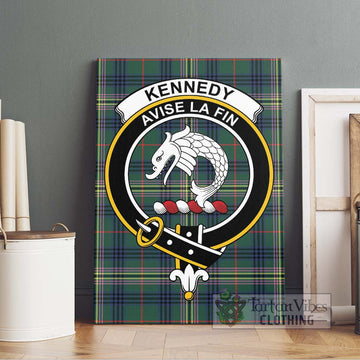 Kennedy Modern Tartan Canvas Print Wall Art with Family Crest