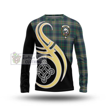 Kennedy Modern Tartan Long Sleeve T-Shirt with Family Crest and Celtic Symbol Style