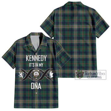 Kennedy Modern Tartan Short Sleeve Button Shirt with Family Crest DNA In Me Style