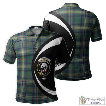 Kennedy Modern Tartan Men's Polo Shirt with Family Crest Circle Style