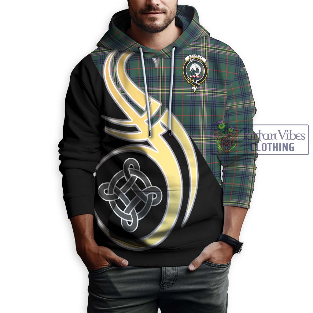 Kennedy Modern Tartan Hoodie with Family Crest and Celtic Symbol Style Zip Hoodie - Tartan Vibes Clothing