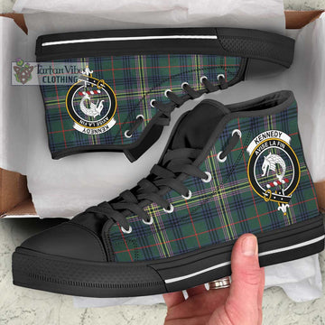 Kennedy Modern Tartan High Top Shoes with Family Crest