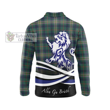 Kennedy Modern Tartan Long Sleeve Polo Shirt with Alba Gu Brath Regal Lion Emblem