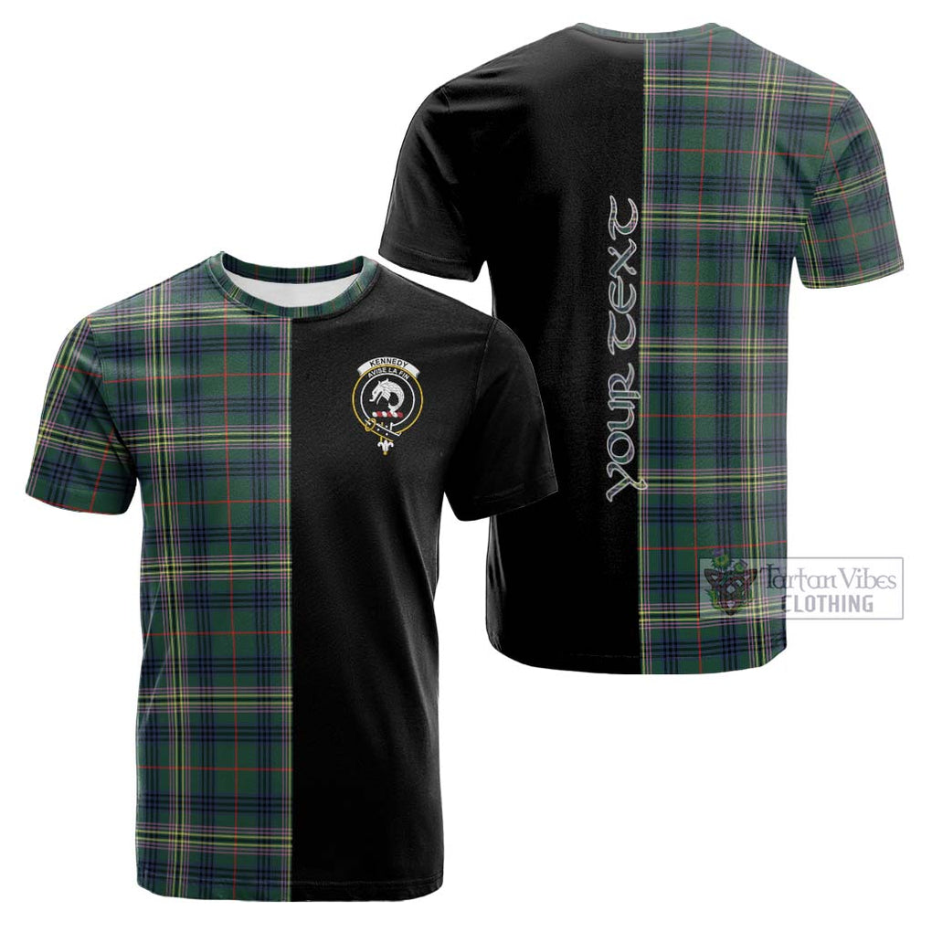 Tartan Vibes Clothing Kennedy Modern Tartan Cotton T-shirt with Family Crest and Half Of Me Style