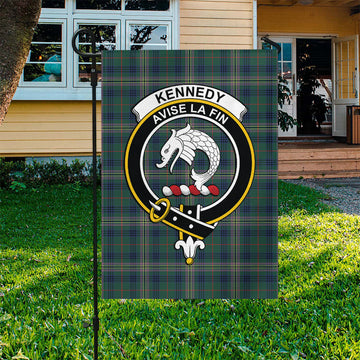 Kennedy Modern Tartan Flag with Family Crest