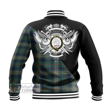 Kennedy Modern Tartan Baseball Jacket with Family Crest and Military Logo Style